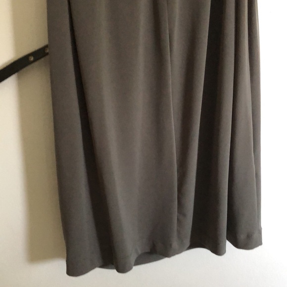 CALVIN KLEIN DRESS, army green color with black belt, goddess style draped neck - Picture 9 of 10